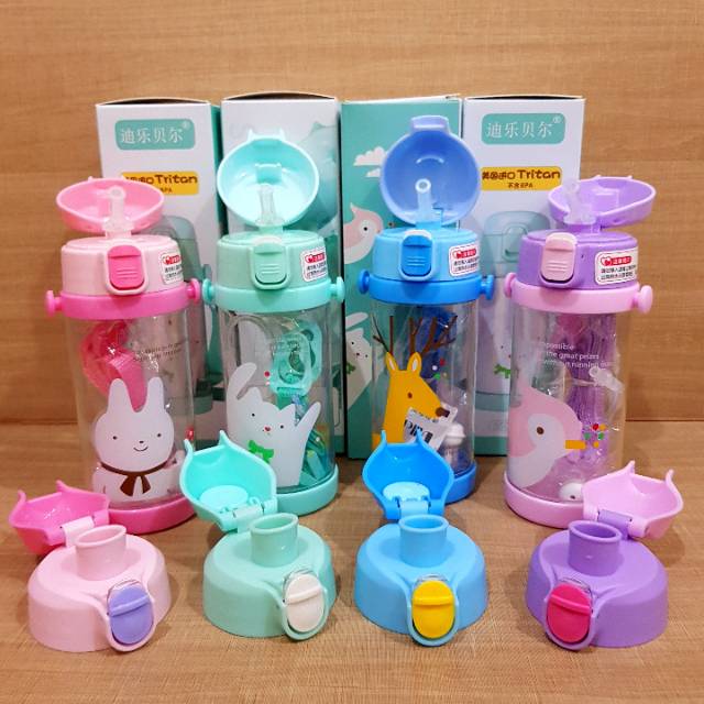 BOTOL AIR MINUM ANAK DILLER TRITAN 100% BPA FREE DUAL CAP