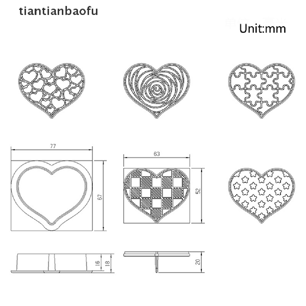 Cetakan Pemotong Kue Biskuit Bentuk Hati Model Timbul