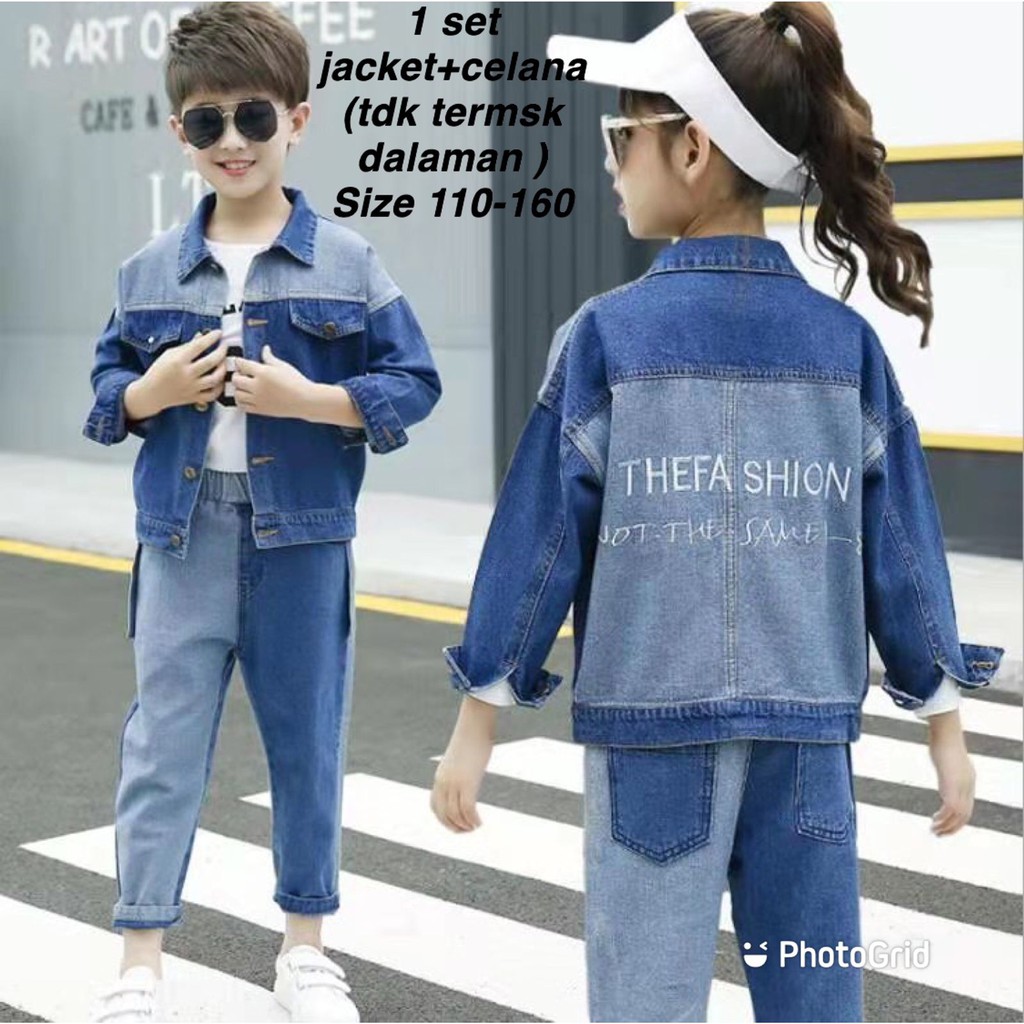 (LOLI-JKT) JK-02 JAKET STELAN IMPORT ANAK UNISEX BAHAN JEANS 110-160