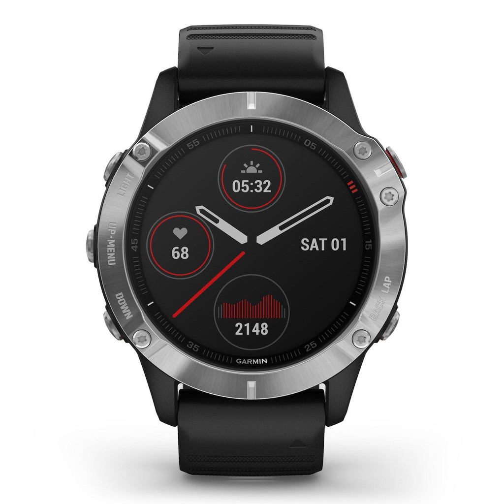 Garmin Fenix 6 Silver with Black Band Original Garansi Resmi TAM 2 Tahun