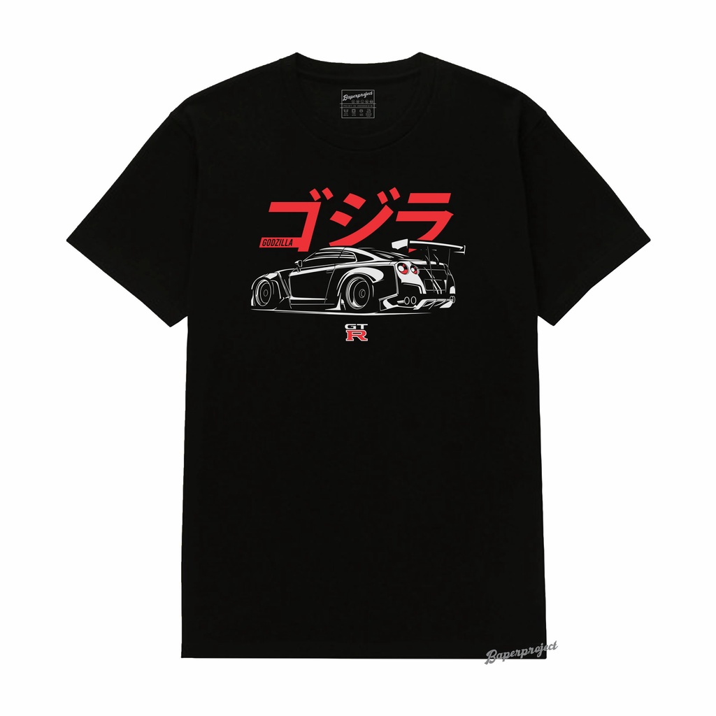 Kaos T-shirt Mobil JDM Nissan Skyline GTR R35 Godzilla Rocket Bunny cotton combed 20s