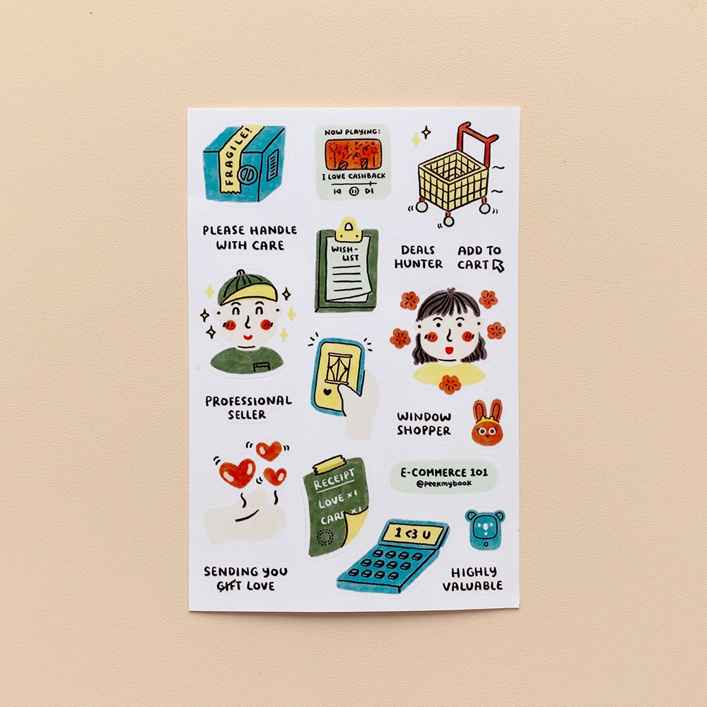 

Stiker Peekmybook E-Commerce 101 Lucu / Stiker Online Shop / Online Seller Buyer / Stiker Small Business Owner / Stiker Online Store