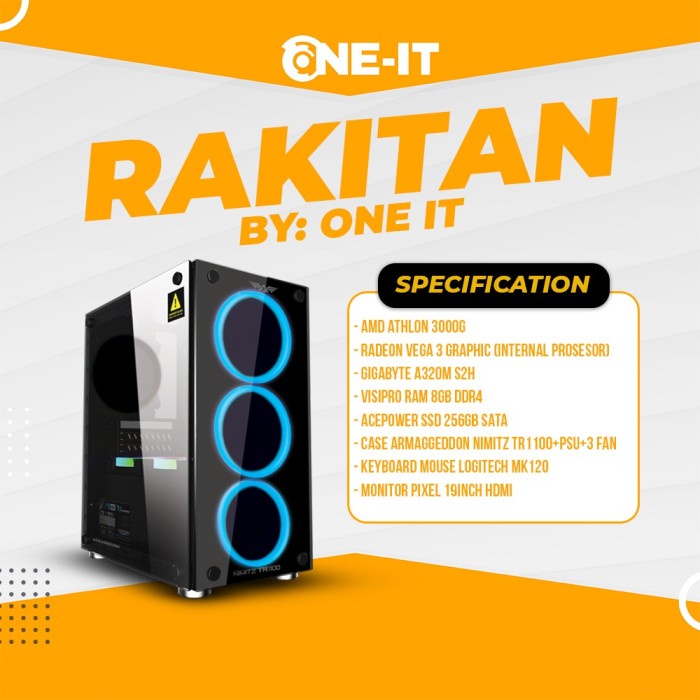 PC Rakitan Athlon 3000G Vega 3 Graphic | RAM 8 GB | SSD 256 GB SATA