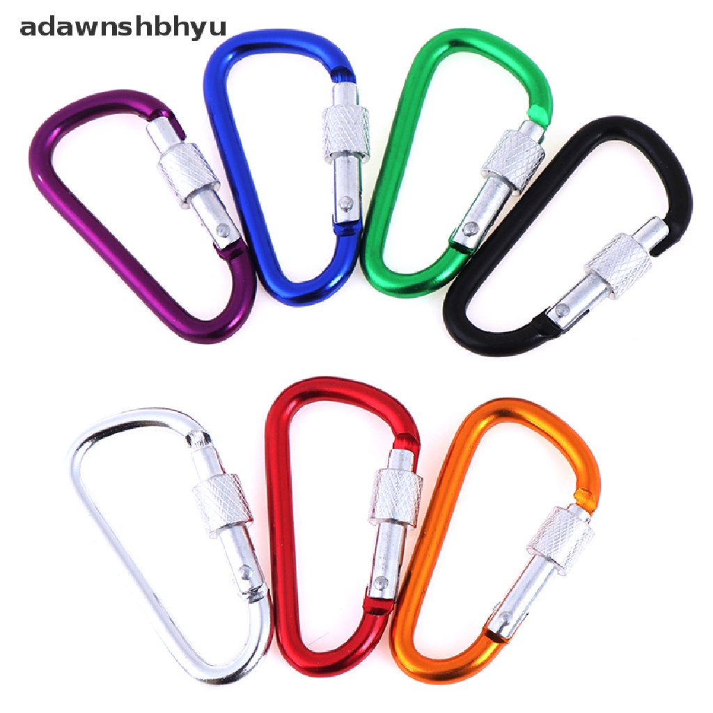 Adawnshbhyu 2pcs Random Aluminium Carabiner D-Ring Gantungan Kunci Klip Outdoor Hook Gesper