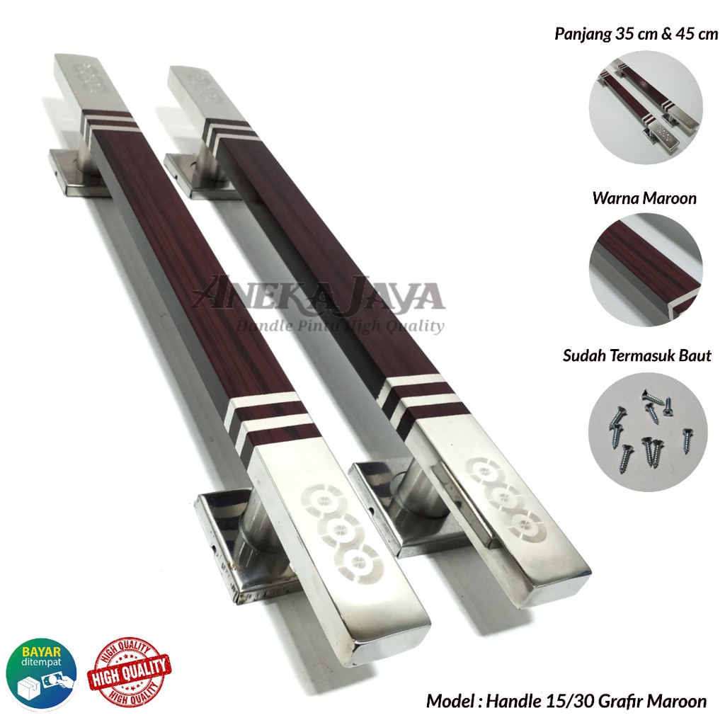 Handle Pintu rumah panjang 35 cm 45 cm Tarikan Pintu Pegangan Pintu rumah terbaru coklat tua