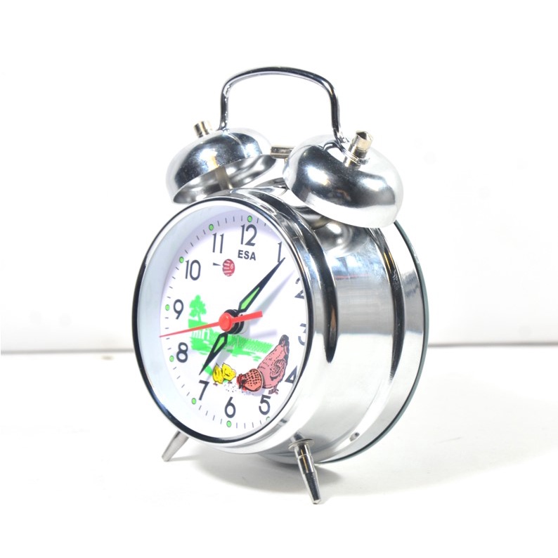 Jam Beker Kring Jam Weker Kring Metal Mechanical Mini Alarm Clock Warna Silver