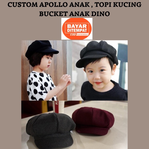 CUSTOM Topi Apollo Anak / Topi Kucing/ Bucket Anak Dino.Termurah!