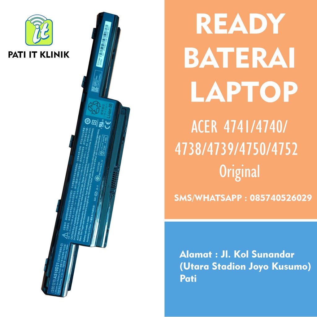 Battery Baterai Batre Acer Aspire Original 4741 4739 4551 5741 AS10D AS10D31 AS10D3E ORIGINAL