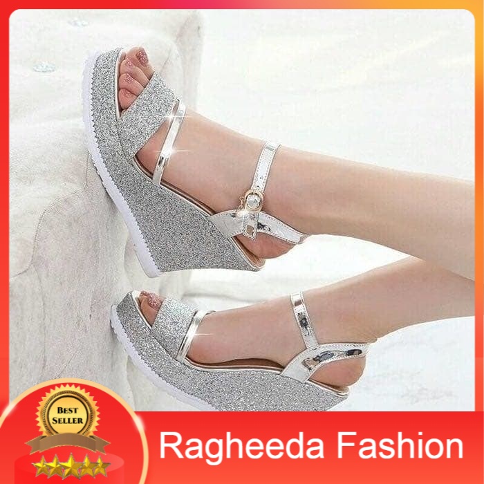 WEDGES GLITTER GLAMOUR SILVER
