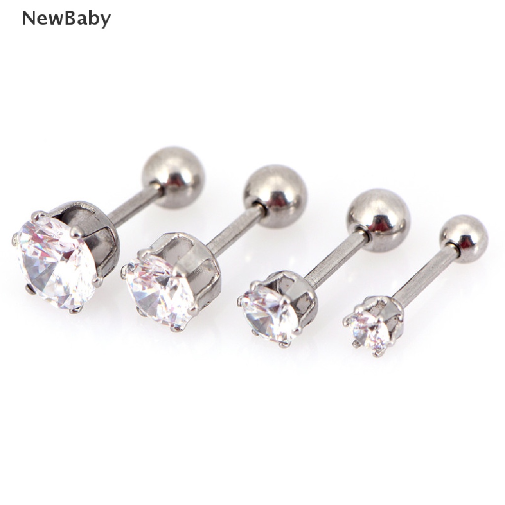 1 Pasang Anting Stud Tindik Tulang Rawan Telinga Bahan Titanium Steel