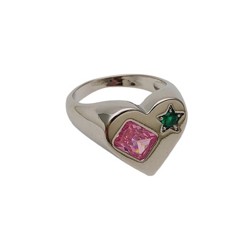 Cincin Batu Emerald Warna Pink Gaya Retro Untuk Wanita