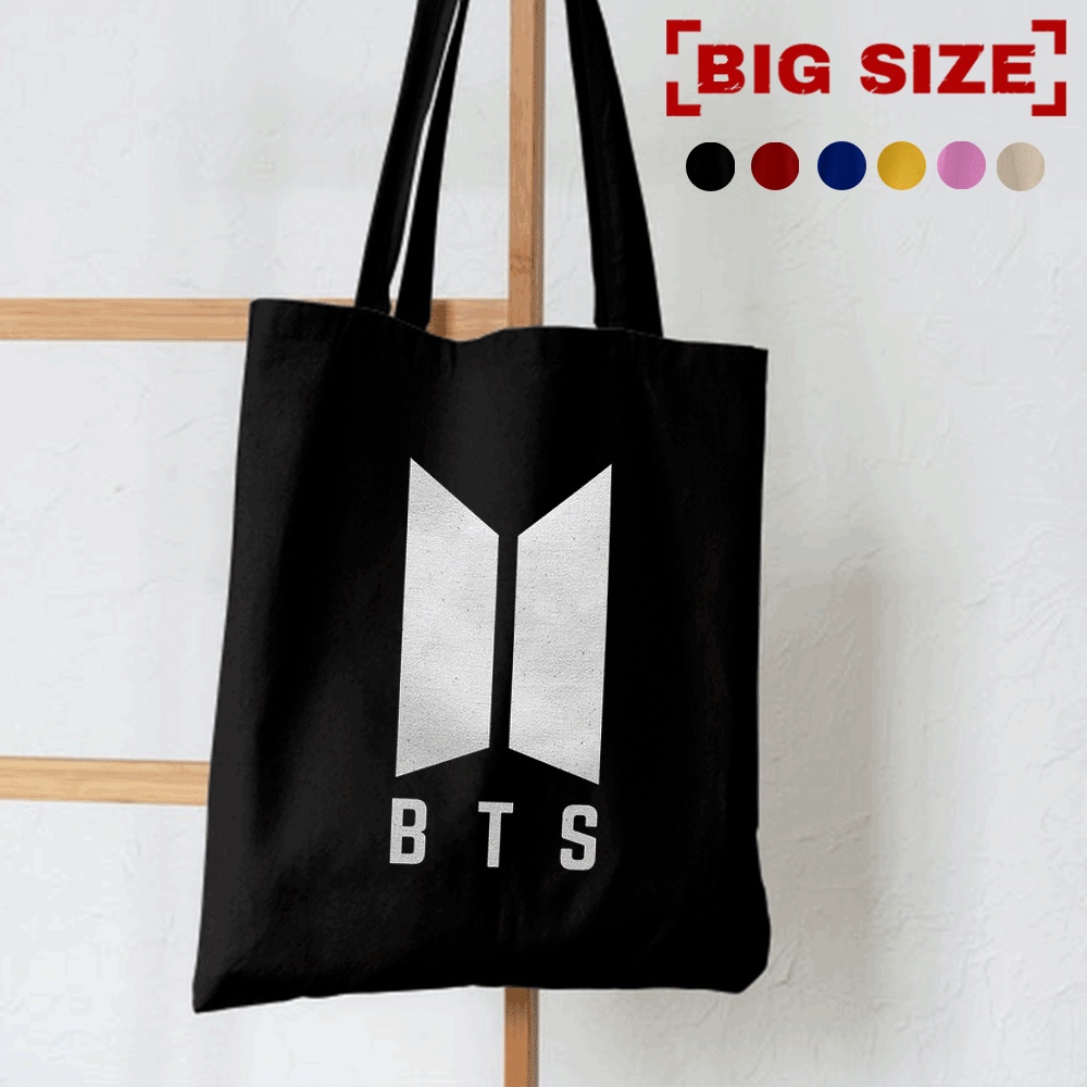 1.1 PROMO TOTE RESLETING TOTEBAG KPOP / TOTE BAG KPOP / KOREA / GOT7 / SEVENTEEN/ IKON/ ANIMAL PRINTING / TOTE UKURAN BESAR RESLETING KANVAS WARNA HITAM MARUN NAVY KREM