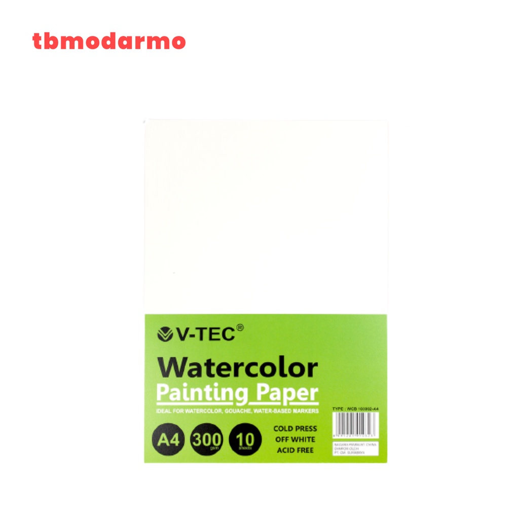 TBMO Watercolor Painting Paper V-TEC A4 WPC 103002 10 Sheet 300gsm