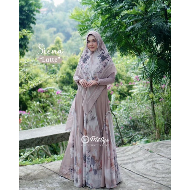 [MADENIA SYARI_MASYA] GAMIS SYARI TERLARIS VIRAL / DRESS SET PRINTING " SIENA LATTE SET " BY MASYA
