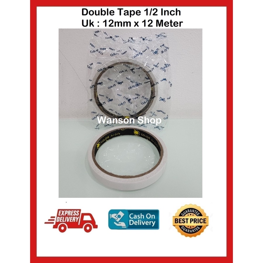 

DOUBLE TAPE 1/2 INCH 12MM X 12METER / DOUBLE TAPE SETENGAH INCH