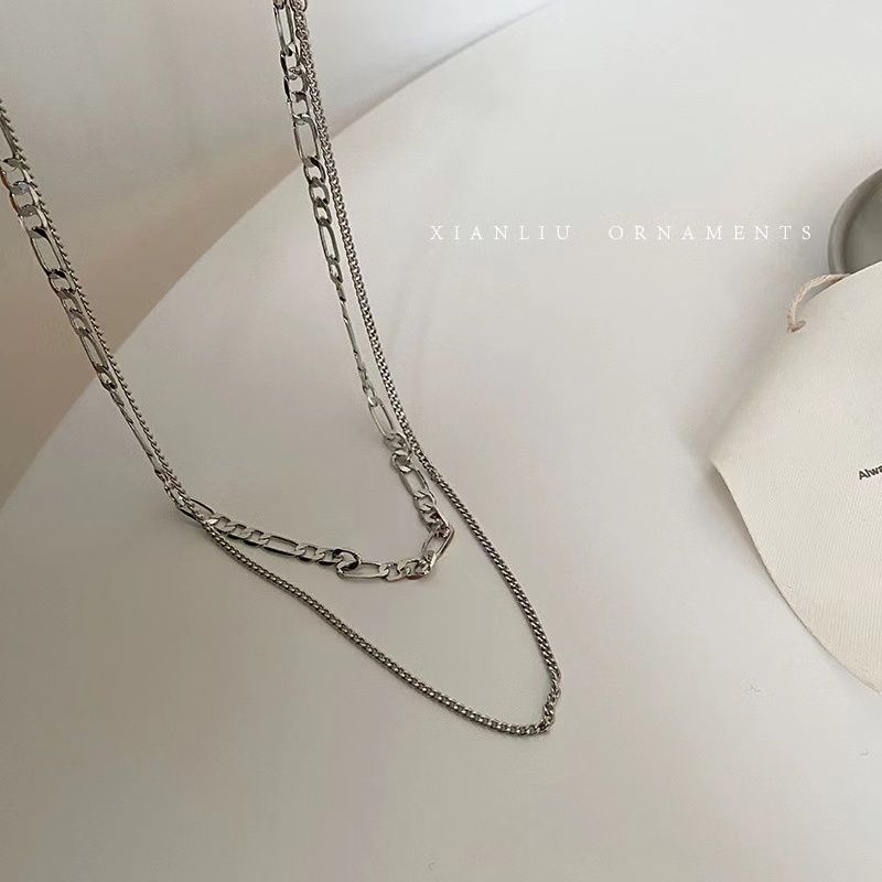 FerenHongXia Fashion Multi-layered Retro Dekoratif Kalung Wanita Warna Emas Warna Perak