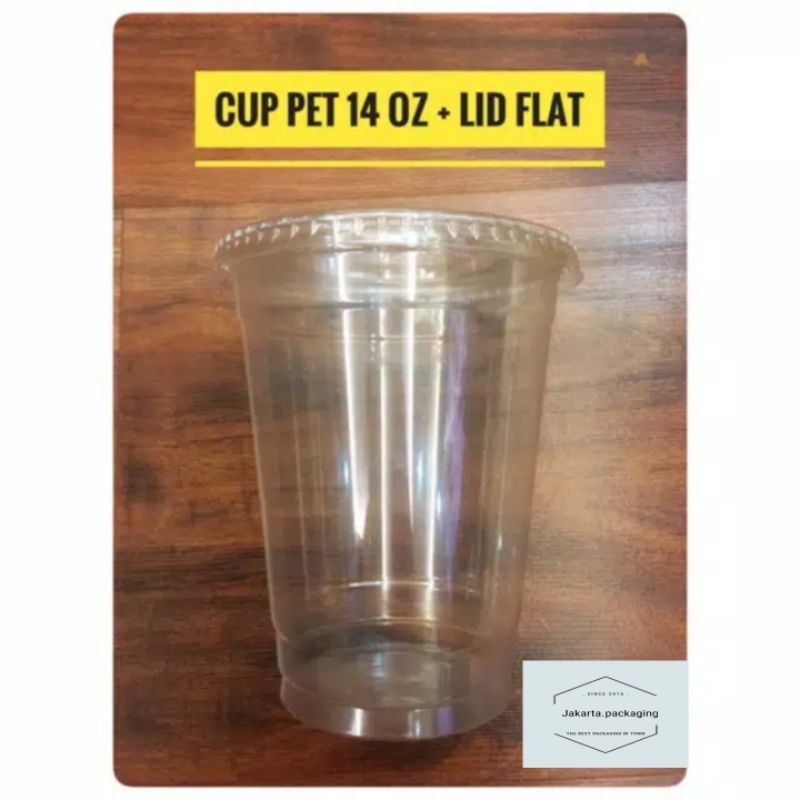 CUP GELAS PET 14OZ TUTUP FLAT / CUP GELAS PLASTIK PET 14OZ / CUP GELAS PET 14OZ MINIMAL ORDER 100PCS