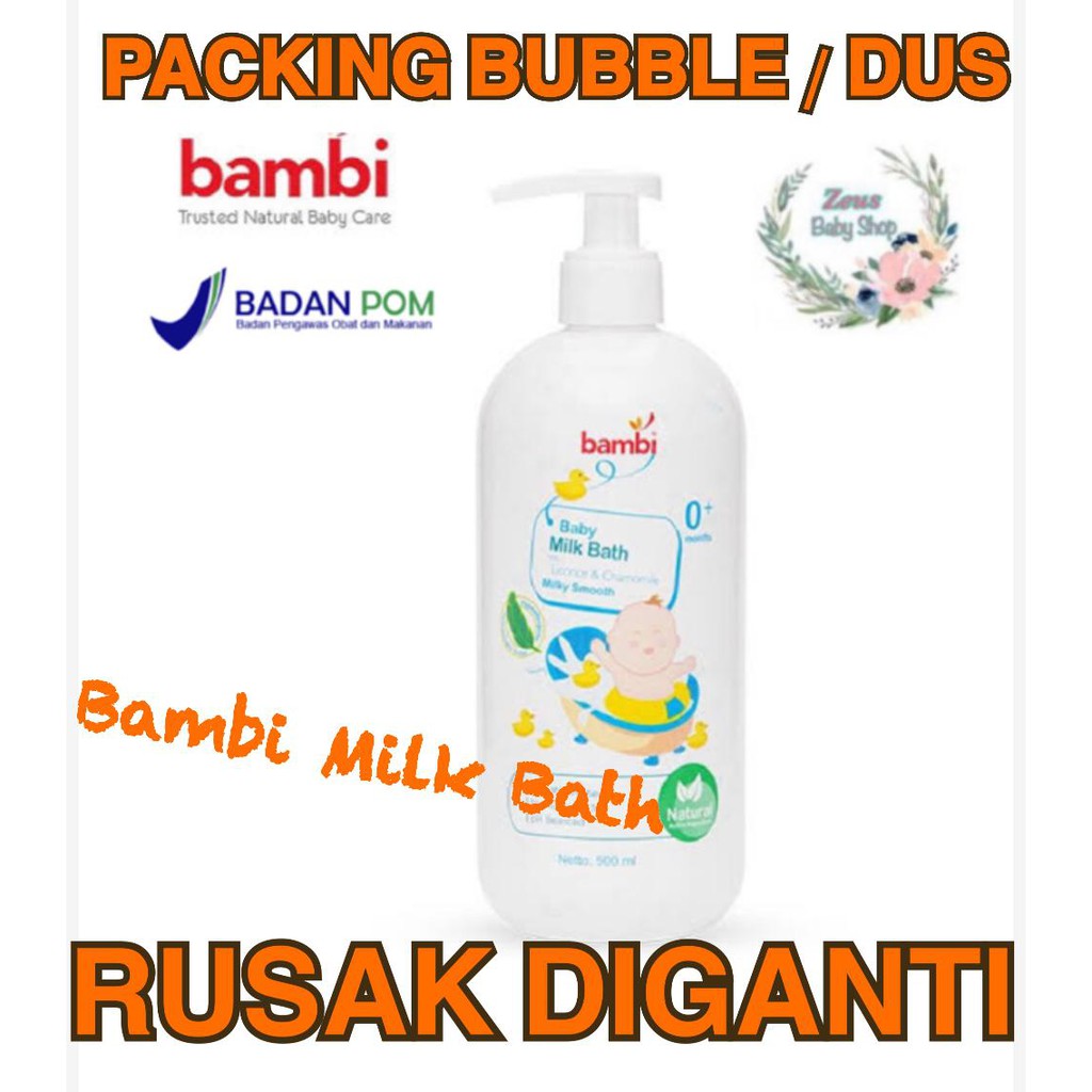 Bambi Baby Milk Bath Pump - 500 ml sabun mandi bayi susu 500ml