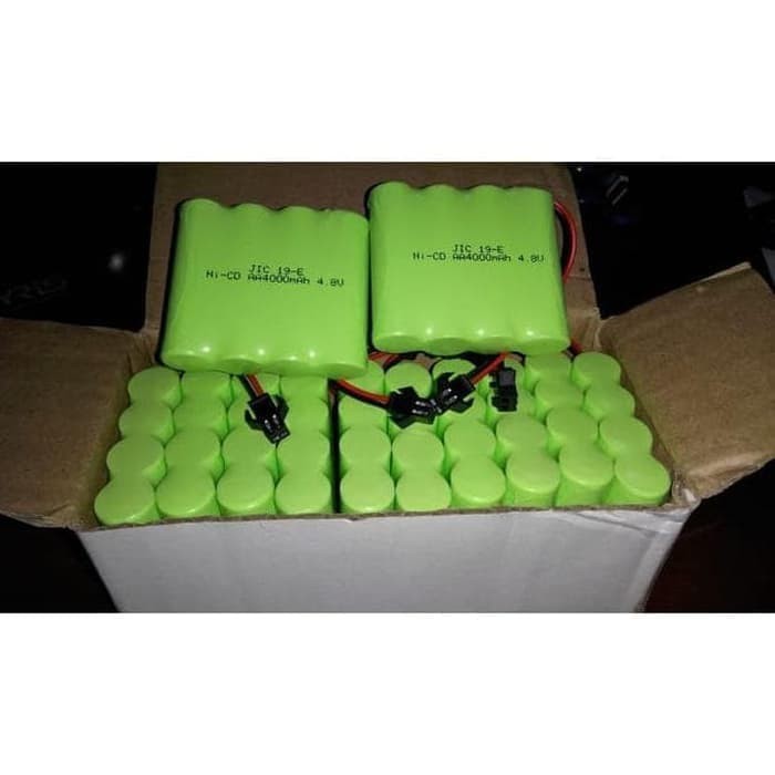 Baterai cas Rakit 4 Soket kecil Hitam 4,8V 4000mAh Batre Mobil RC 4.8V