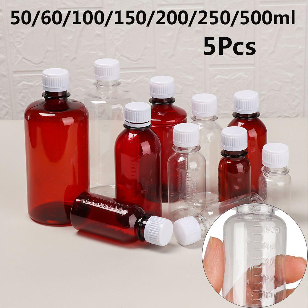 Solighter 5Pcs Botol Kosong Segel Travel Botol Isi Ulang Dispenser Shampoo Dengan Sampel Cairan Wisuda