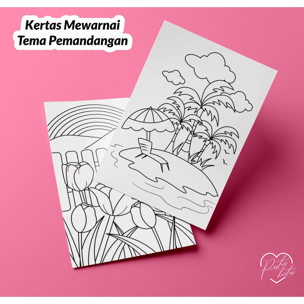 

LEMBAR SKETSA KERTAS GAMBAR MEWARNAI ANAK TK PAUD EDKATF TEMA PEMANDANGAN