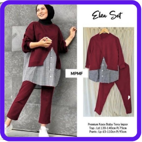 Setcel Baju Setelan Wanita Dewasa Jumbo ld 116 Kekinian Murah Terbaru 2021 Stelan Big size elze