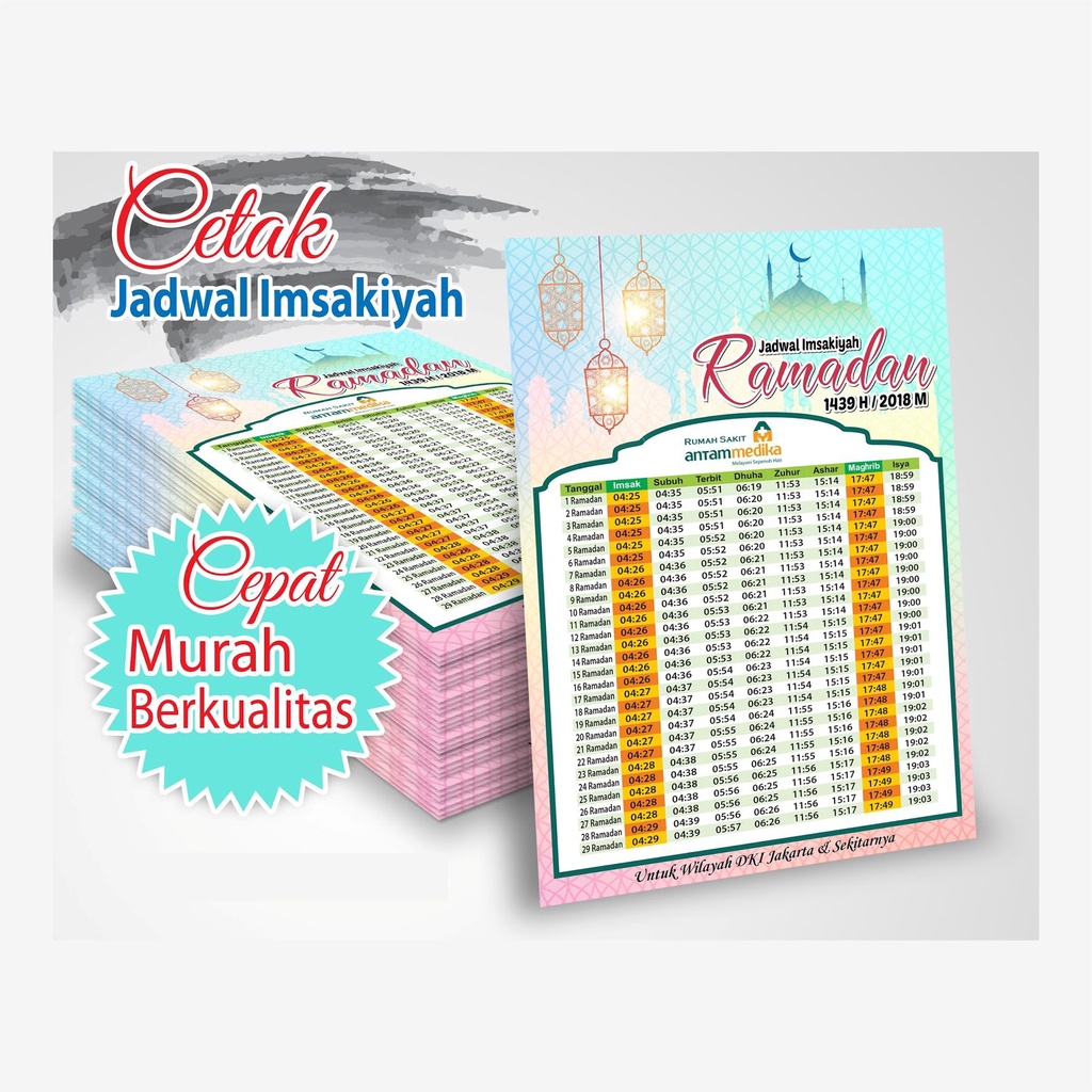

50 lembar - CETAK JADWAL IMSAKIYAH RAMADHAN 2022 PRINT IMSAKIYAH PUASA