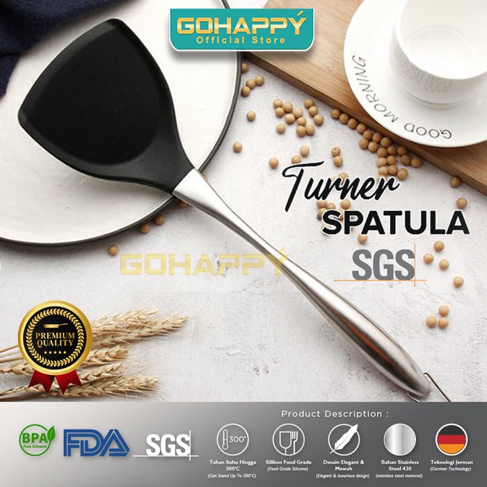 SPATULA SILICONE Berkualitas Sutil turner silicon PENJEPIT TONG silikon anti gores skimme  Soup