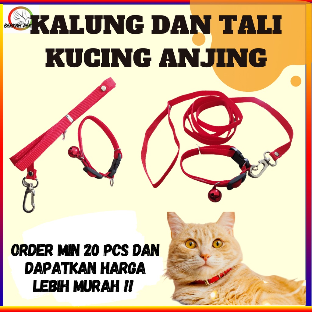KALUNG PANJANG KUCING PET COLLAR KALUNG LONCENG DAN TALI PANJANG KUCING ANJING