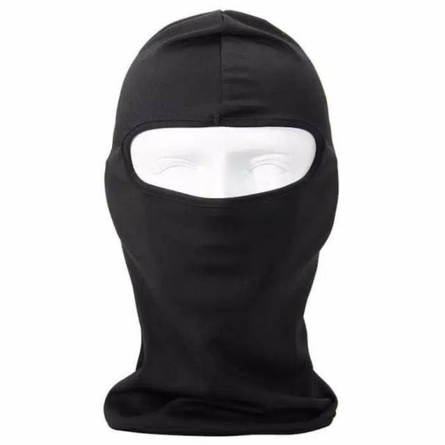 Masker motor full face ninja polos hitam spandek