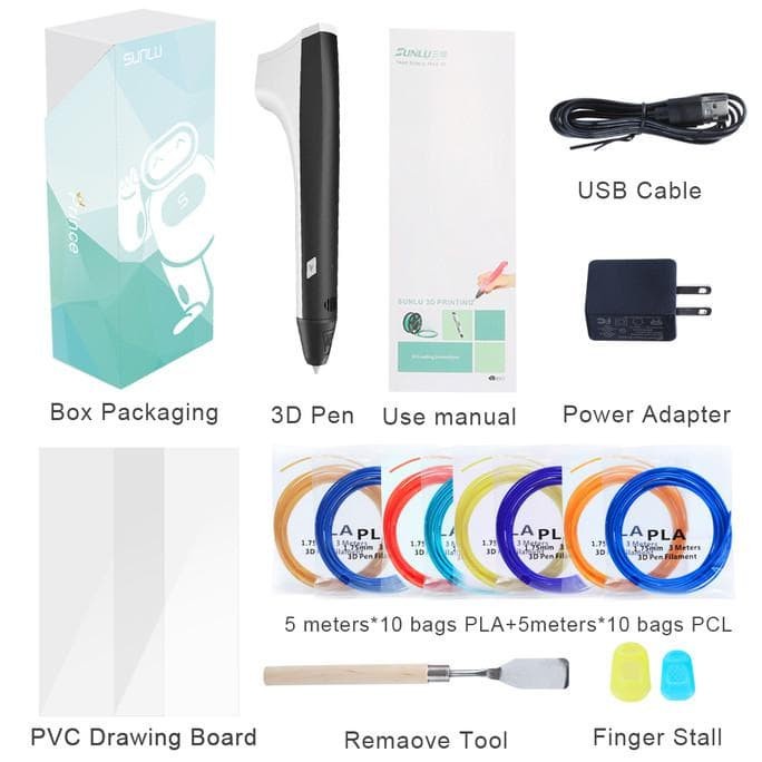 

Pendrawing- New Sunlu 3D Pen Drawing Artcrafts Pens Modeling With 20 Bags Pla/Pcl -Drawing-Pen.