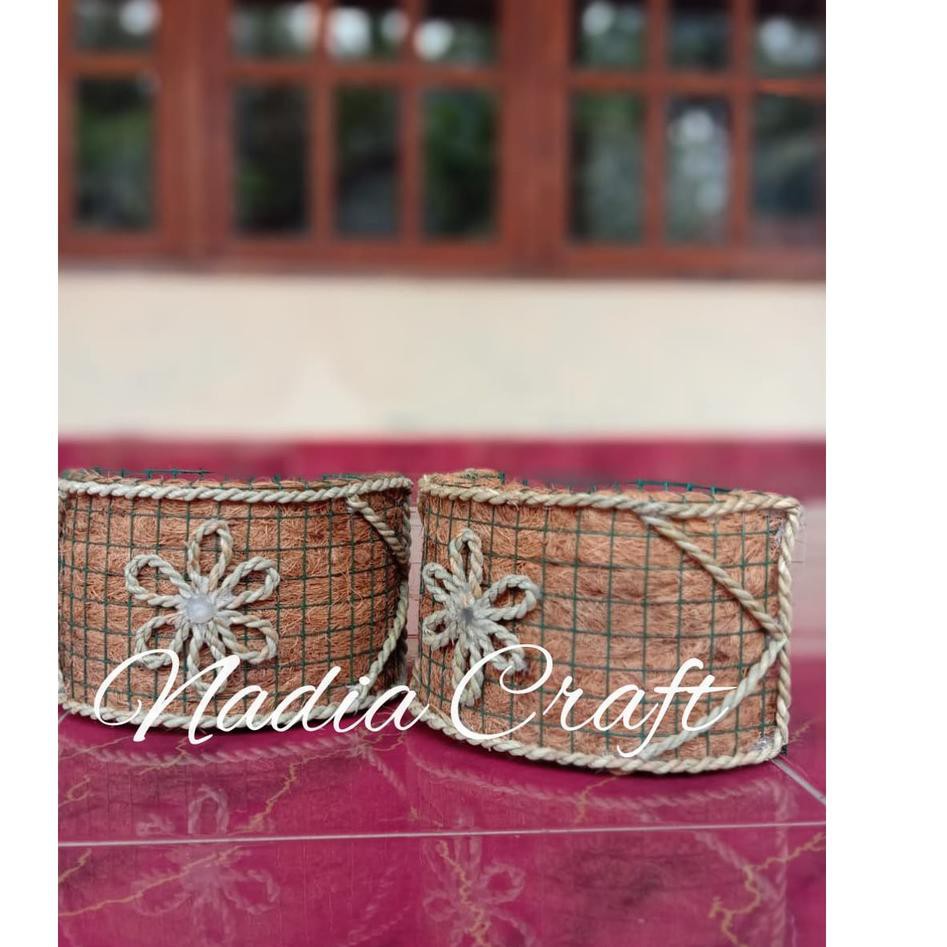 KLT 9 pcs pot sabut kelapa bunga anggrek tempel kokedama,turus gratis cocofiber tali gantung media t