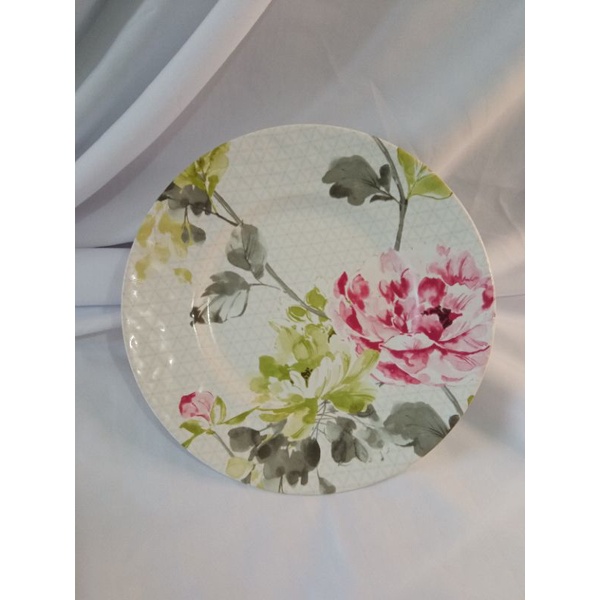 Piring Makan Motif Bunga Kombinasi Hijau Muda