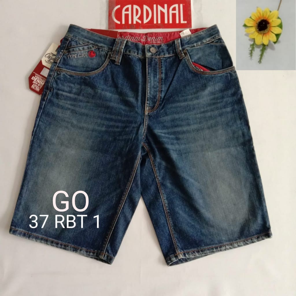 gof 37-38R CARDINAL JEANS Celana Pria Celana Pendek Bermuda Casual Sobek Slimfit Reguler Fit Reguler