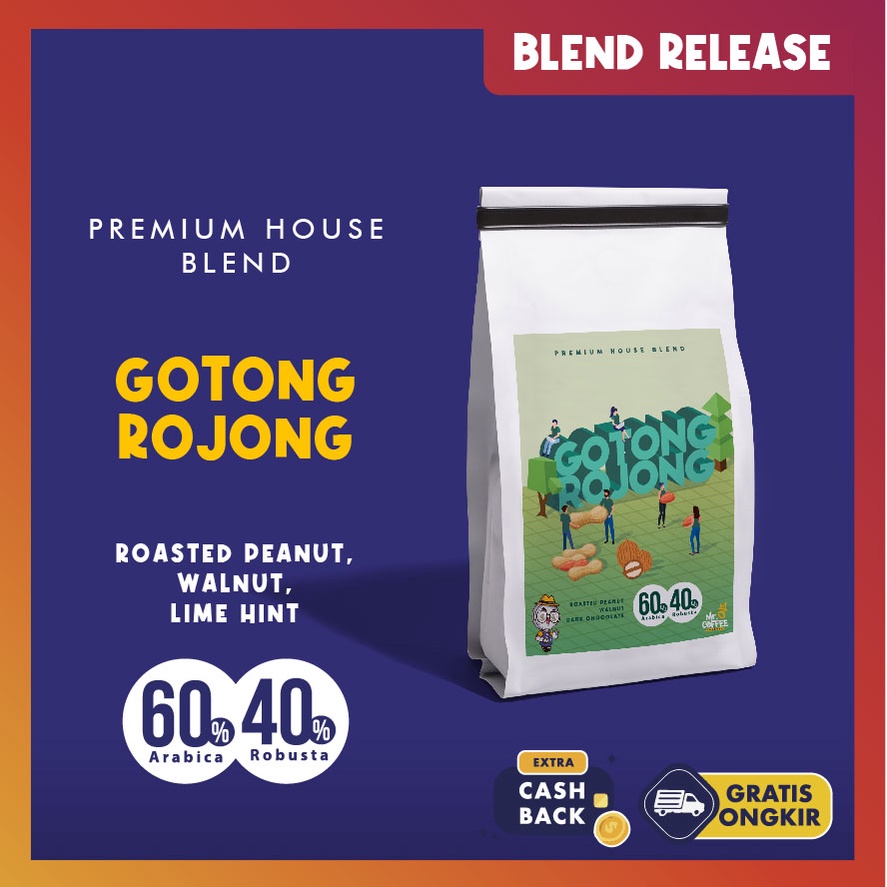 

LIMITED! House Blend GOTONG ROJONG 60%Arabika 40%Robusta Biji Kopi Asli