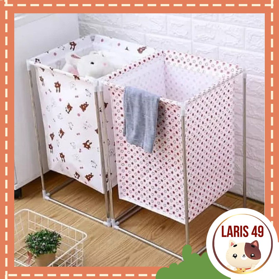 LARIS49 Keranjang Laundry Lipat Stand Persegi / Keranjang baju kotor laundry lipat stand serbaguna -