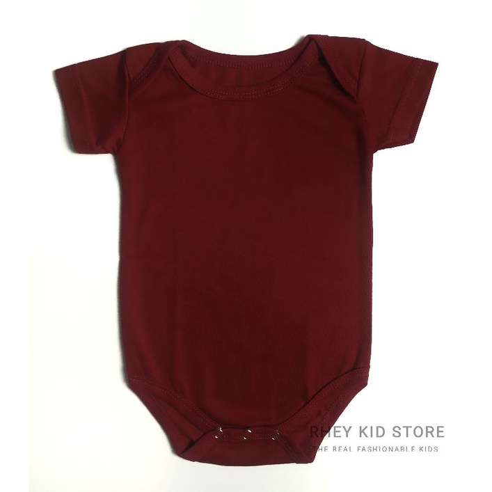Romper Jumper Anak Bayi Pendek Polos 0-12 Bulan-Maroon