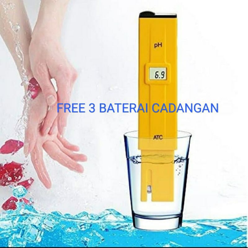 PROMO PH METER BONUS 3 BATERAI CADANGAN / Alat Ukur PH Air kadar PH AIR Aquarium KOLAM DAN Hidroponik