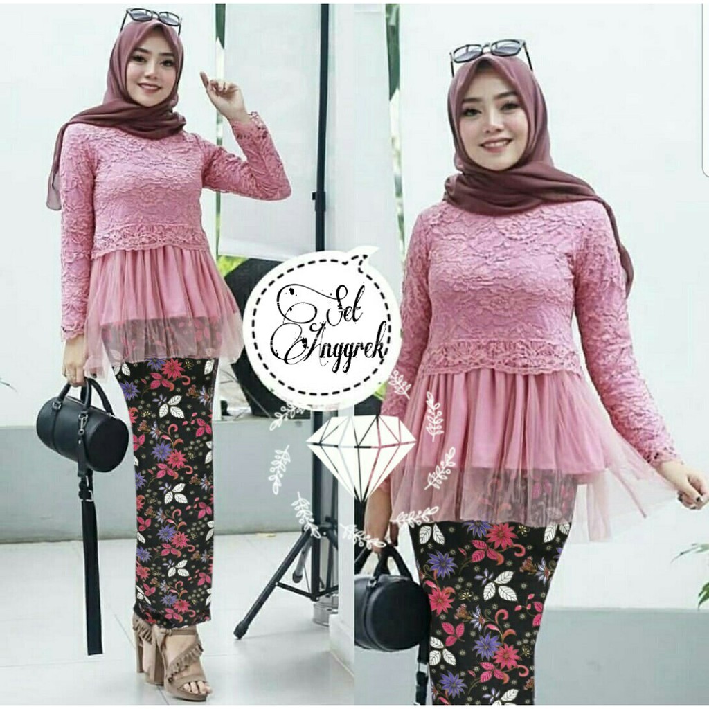 SET ANGGREK BATIK kebaya setelan baju pesta wanita dan rok span