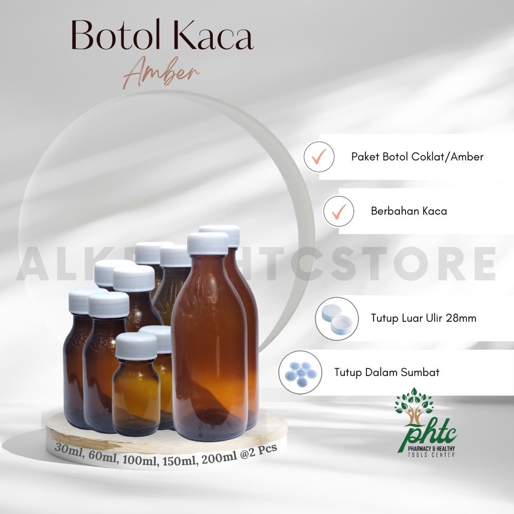 Paket Botol Kaca Coklat Lengkap @2 pcs l Paket Botol Coklat