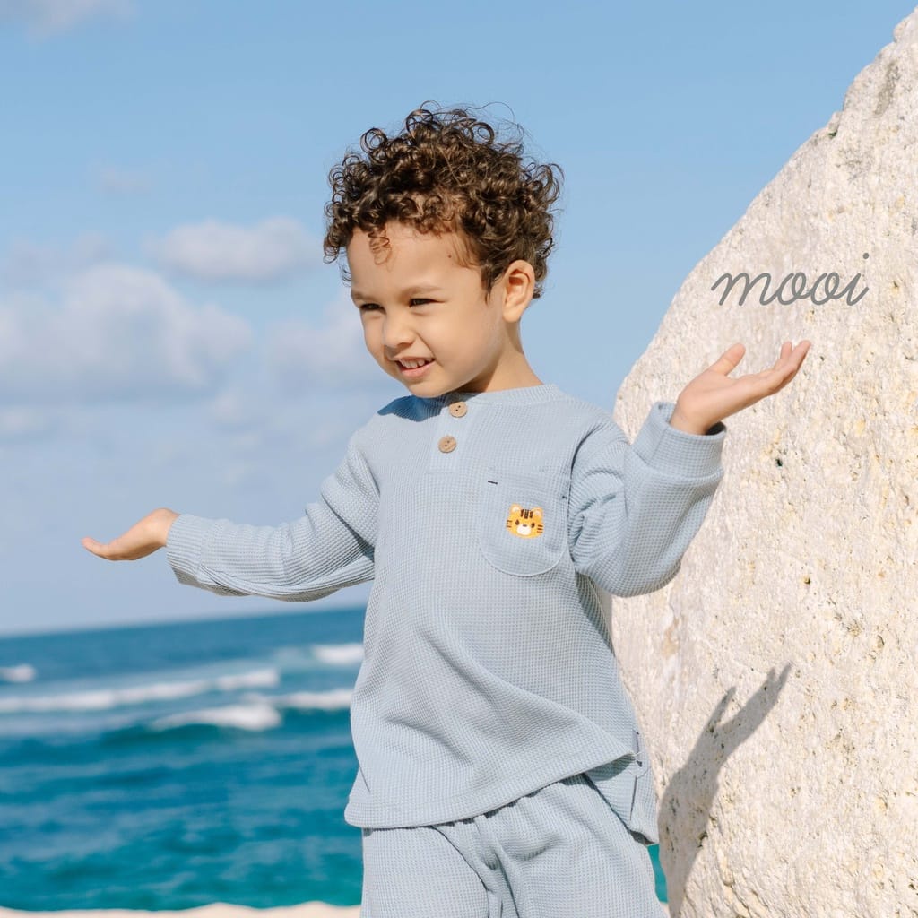 MOOI 0-24m Waffle Playsuit Baby per 2pcs - Baju Jumper Segiempat Anak