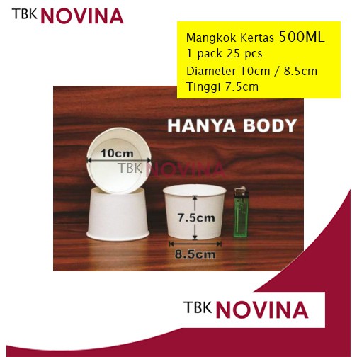 [25PCS] Paper Bowl Tebal 500ml Per Pack Mangkuk Tahan Panas Microwave Hanya Body Mangkok Kertas