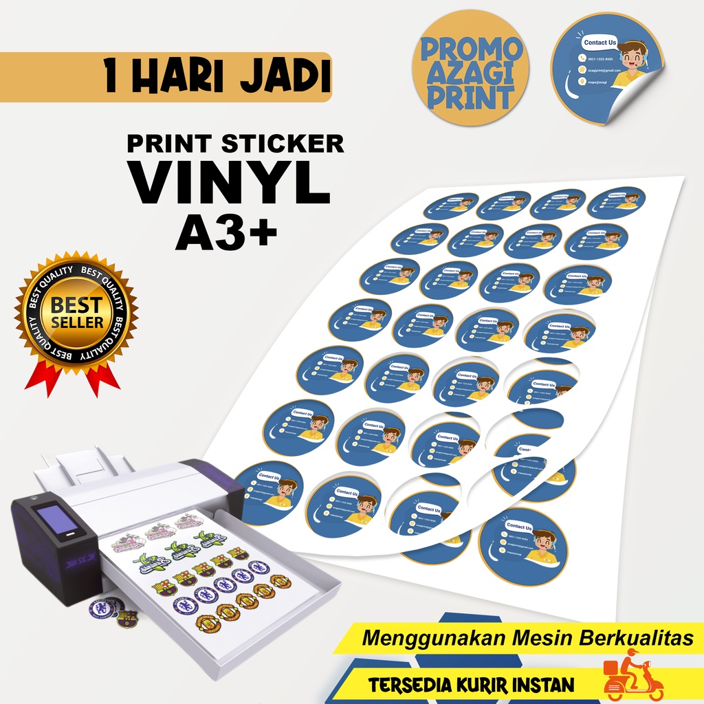 

Cetak Sticker Vinyl Anti Air, Stiker Label Makanan A3+ / Glossy Doff Promo Cetak