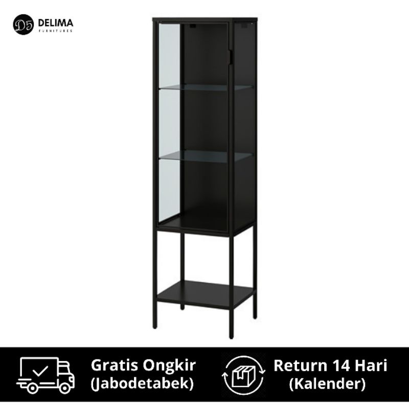 Unit Rak Kabinet Lemari Pajangan Minimalis Pintu Kaca, Hitam