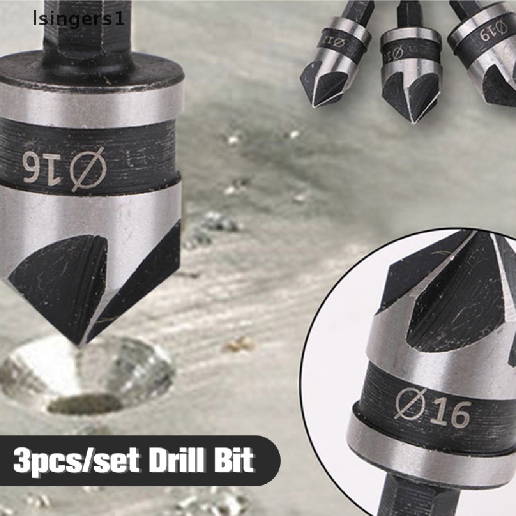 (lsingers1) 3pcs / Set Mata Bor Countersink Hex Bahan Carbon Steel Untuk Metal / Baja