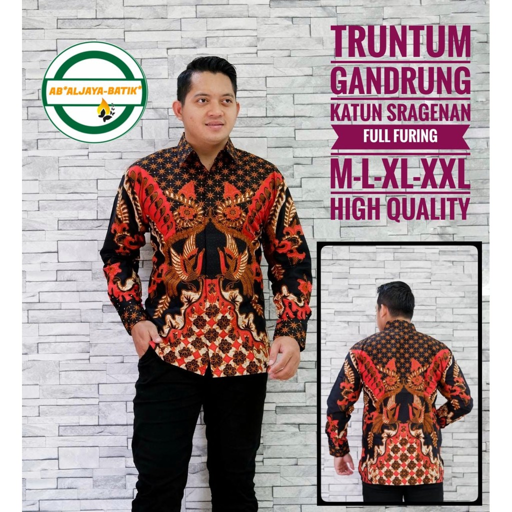 TRUNTUM GANDRUNG Kemeja Baju Batik Pria Dewasa Lengan Panjang Premium Modern Asli Solo Batik Aljaya