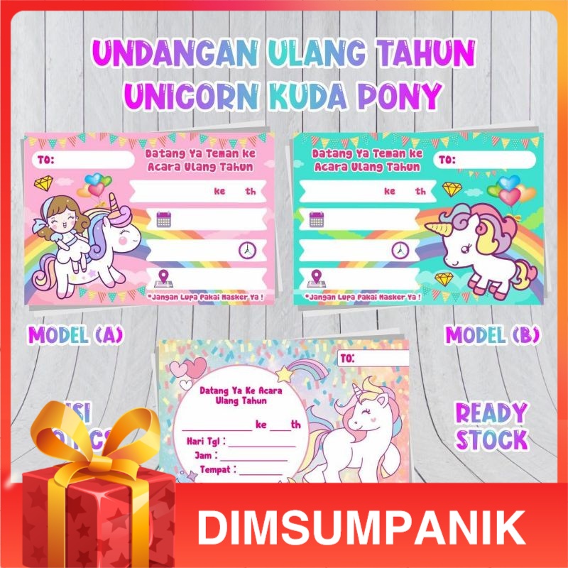Jual Undangan Ulang Tahun Unicorn Kuda Poni Cute Lucu | Shopee Indonesia