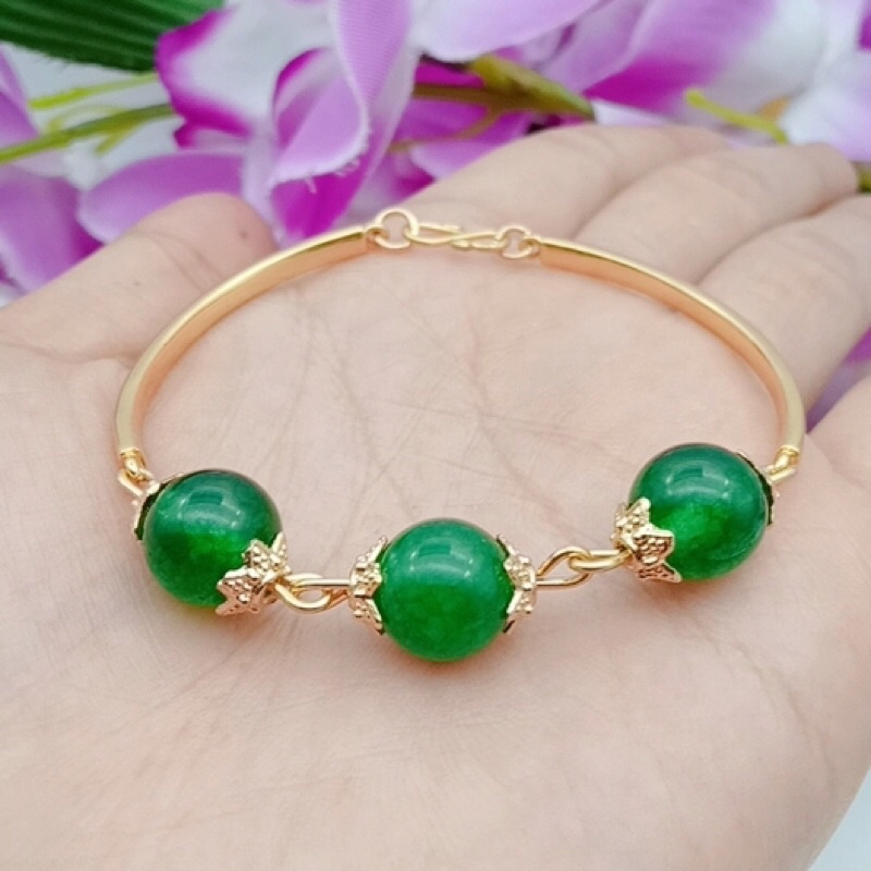 gelang wanita lapis emas permata giok terbaru star+