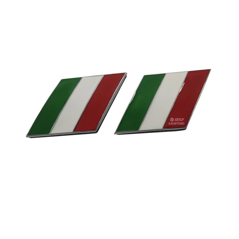 1 pair Metal Tri-Color ITALY National Flag Logo Car Auto Motor Decorative Side Rear Emblem Badge Sticker Decal