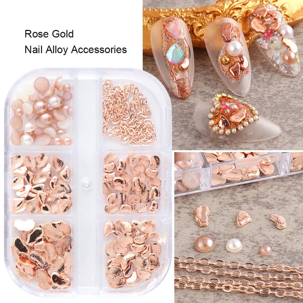 Preva 6kisi Pesona Logam Kuku Campuran 3D Glitter Perhiasan Nail Art Dekorasi